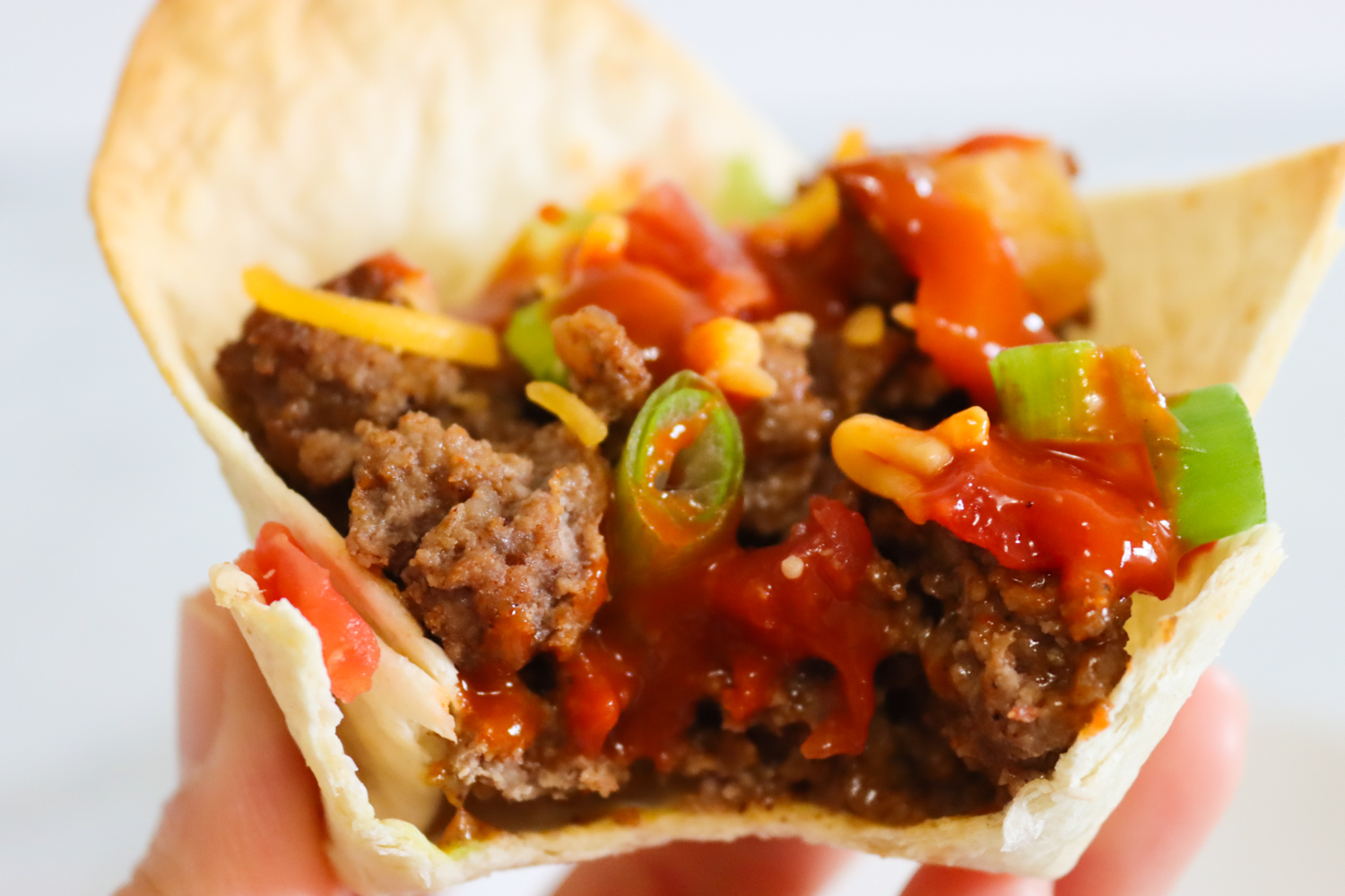 Taco Cups with Beef and Cheese - Dinner at the Zoo